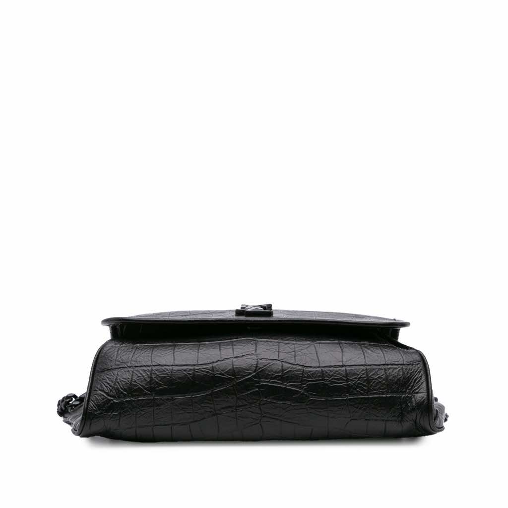 Saint Laurent Baby Crocodile Embossed Leather Monogram Niki Shoulder Bag - 3