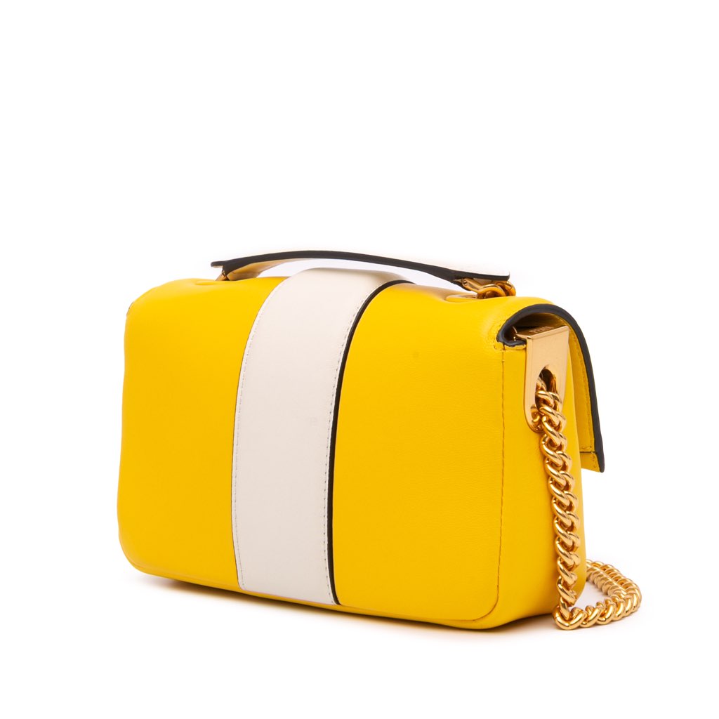 Fendi Mini Bicolor Nappa Apolo Chain Baguette Shoulder Bag - Back view