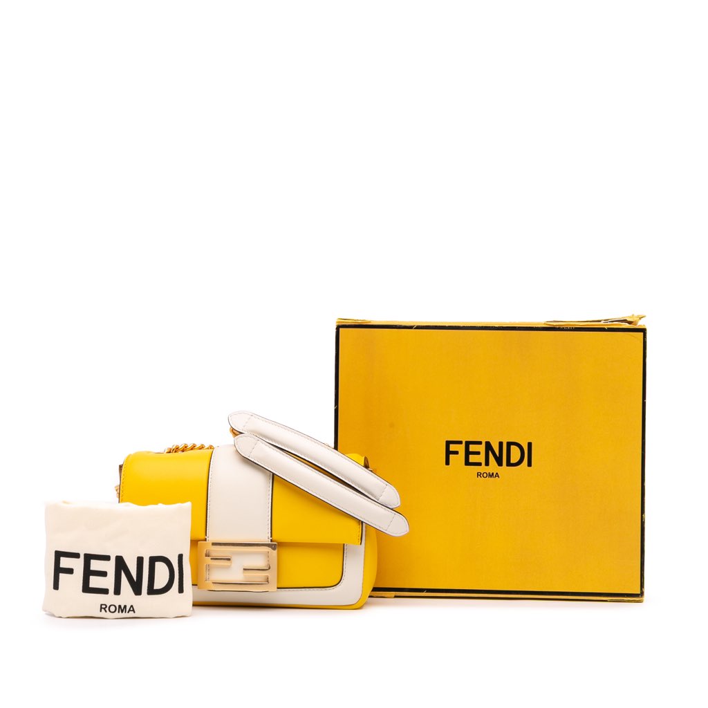 Fendi Mini Bicolor Nappa Apolo Chain Baguette Shoulder Bag - Image 13