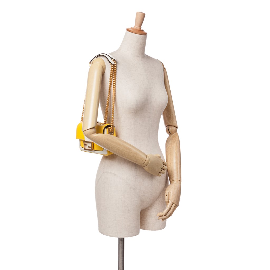 Fendi Mini Bicolor Nappa Apolo Chain Baguette Shoulder Bag - Image 12