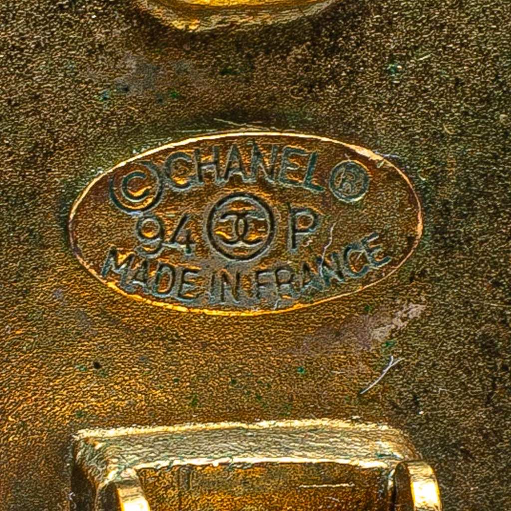 Chanel Gold Plated Acrylic CC Button Clip on Earrings - Image 6