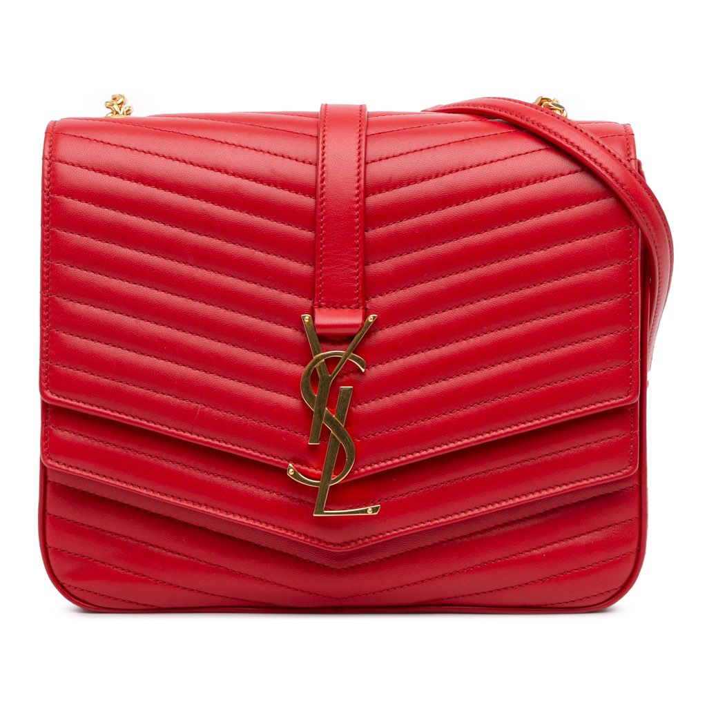 Saint Laurent Medium Lambskin Chevron Monogram Sulpice Bag