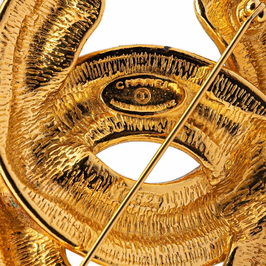 Chanel Gold Plated CC Quilted Brooch - 3