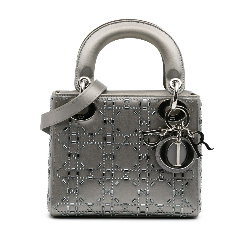 Dior Mini Satin Cannage Strass Crystal Embellished Lady Dior