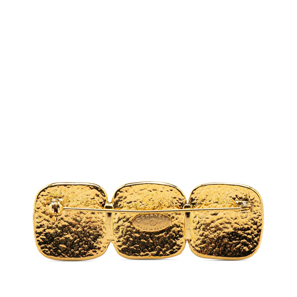 Chanel Gold Plated Triple CC Brooch - 2