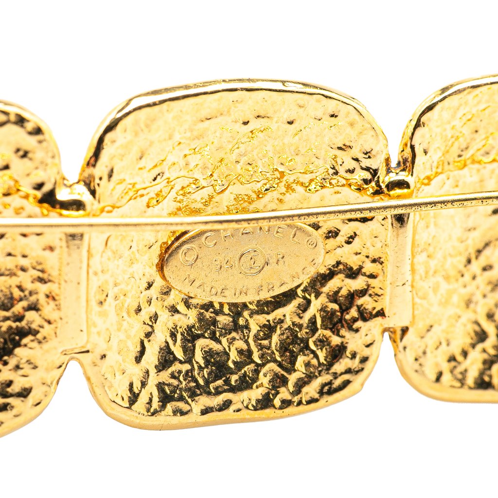Chanel Gold Plated Triple CC Brooch - 3