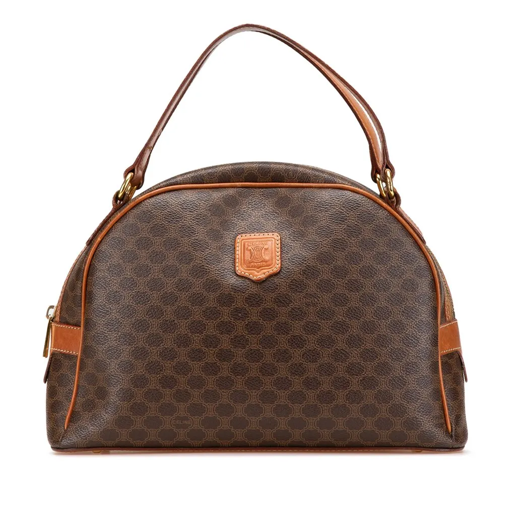 Celine Macadam Coated Canvas Handbag Brown Canvas Good - Front View