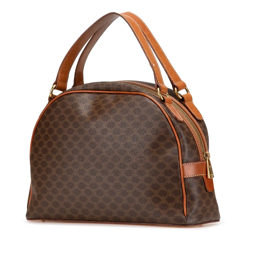 Celine Macadam Coated Canvas Handbag Brown Canvas Good - Back View