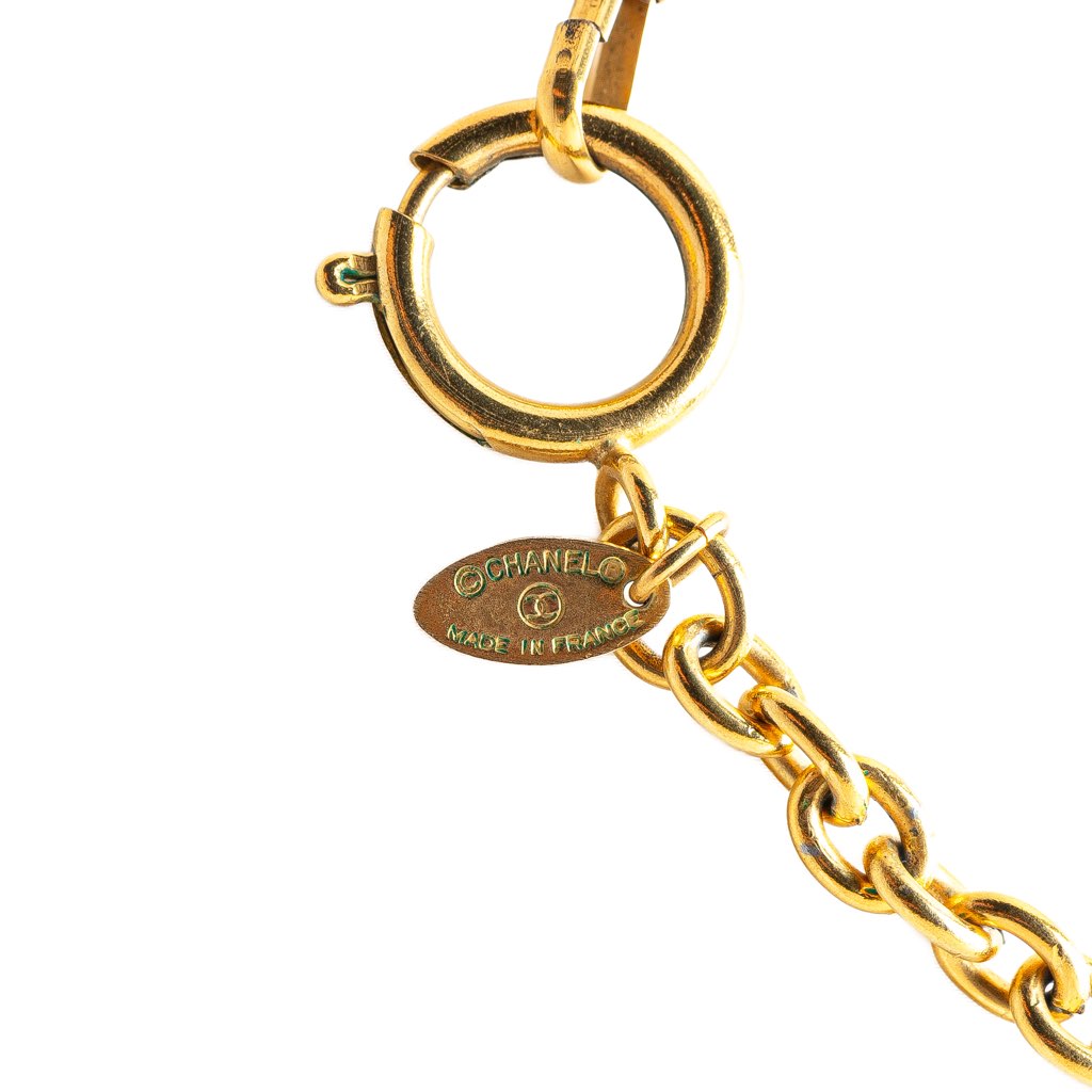 Chanel Gold Plated CC Flower Pendant Necklace - 3