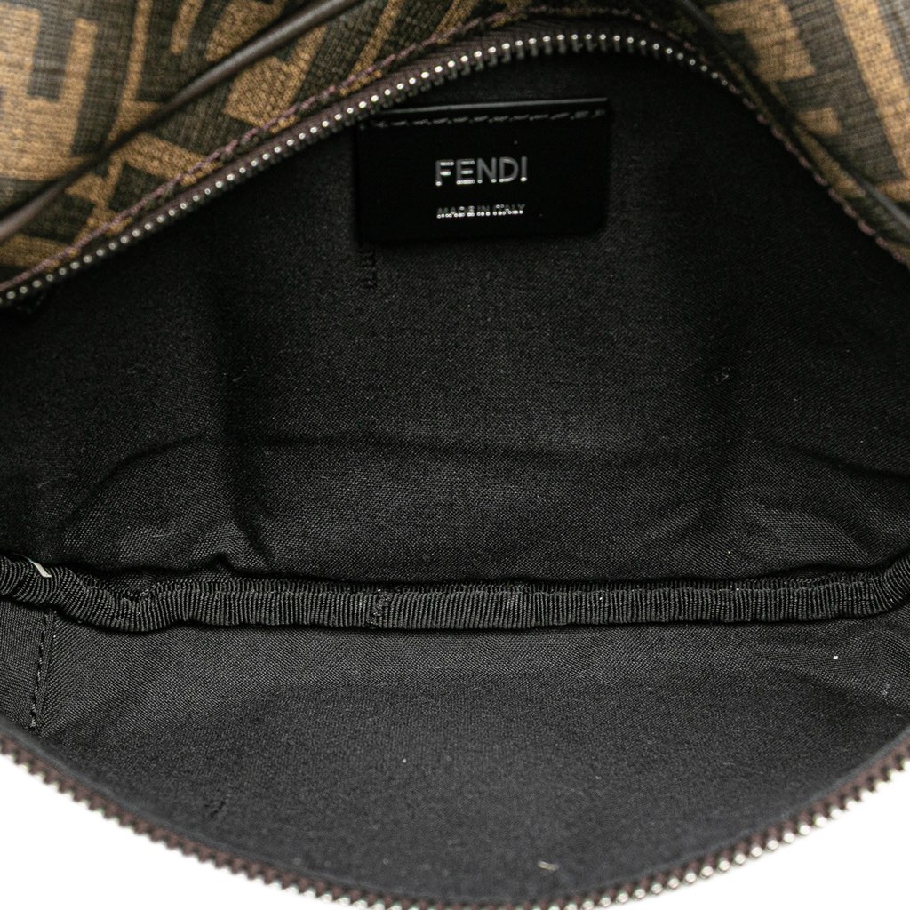 Fendi Shiny Glazed Fabric Vitello Cover FF 1974 Logo Belt Bag - 4