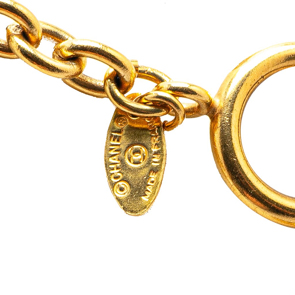 Chanel Gold Plated CC Quilted Pendant Necklace - 3