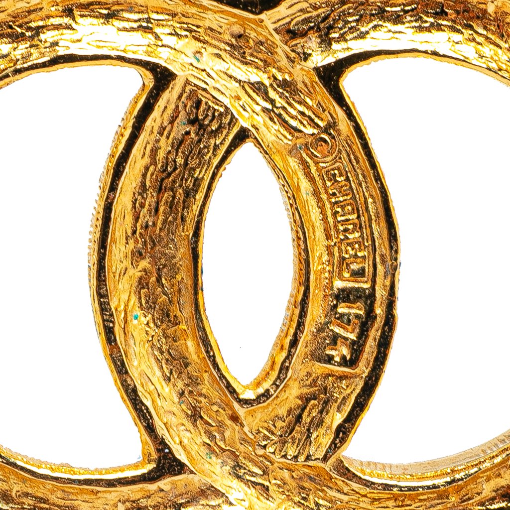 Chanel Gold Plated Rhinestone CC Brooch - 3