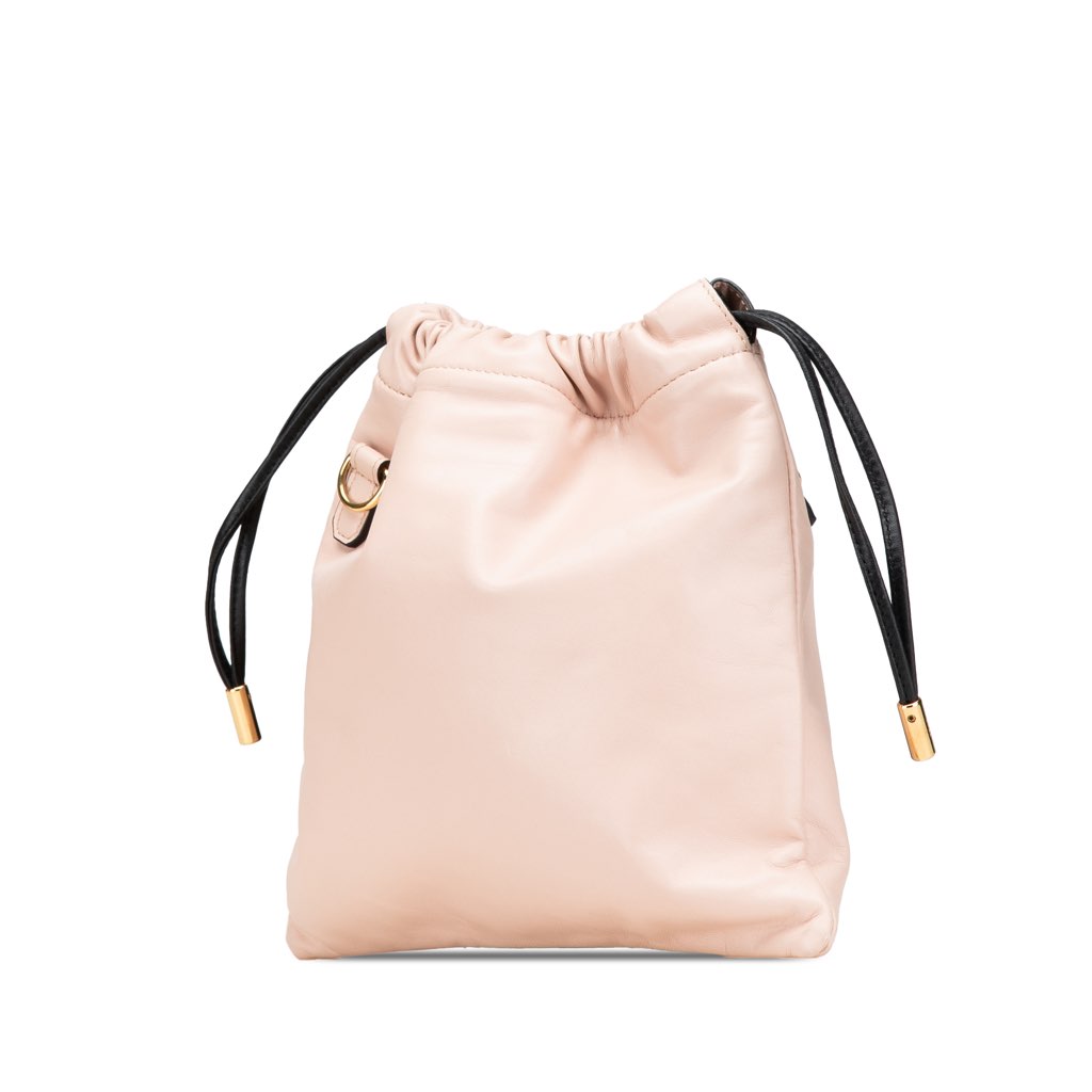 Fendi Small Leather Logo Drawstring Crossbody - Back view
