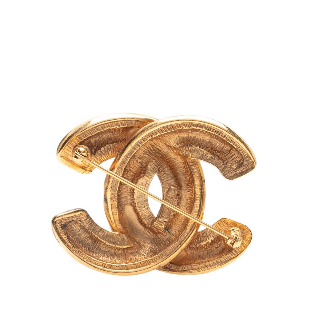 Chanel Gold Plated CC Quilted Brooch - 2