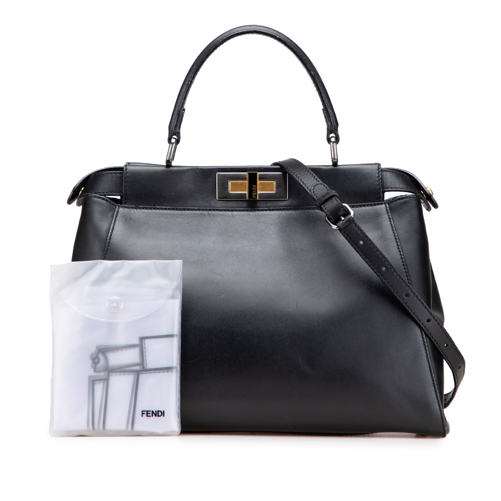 Fendi Medium Shiny Nappa Peekaboo Iconic Satchel - Image 14
