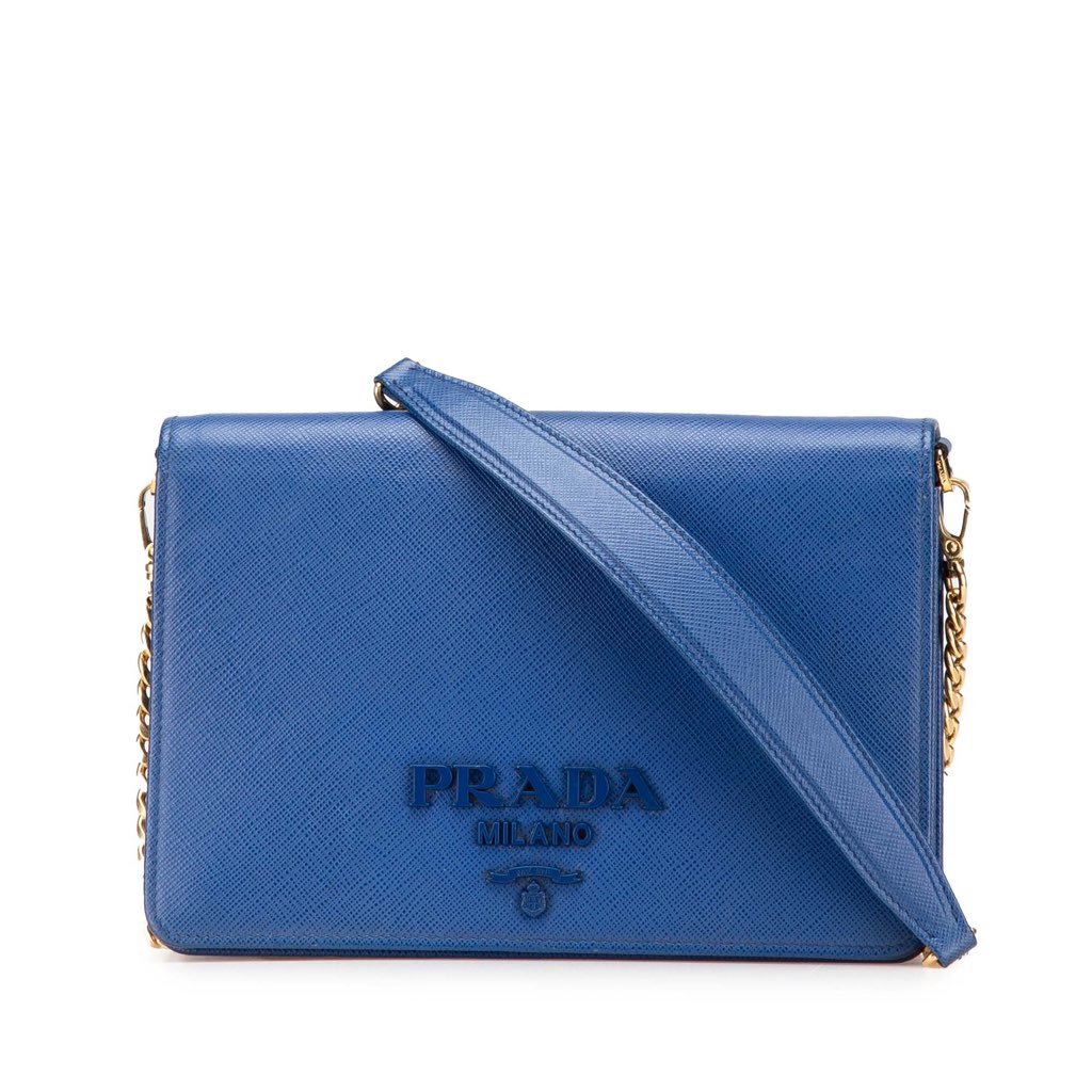 Prada Saffiano Lux Monochrome Wallet on Chain