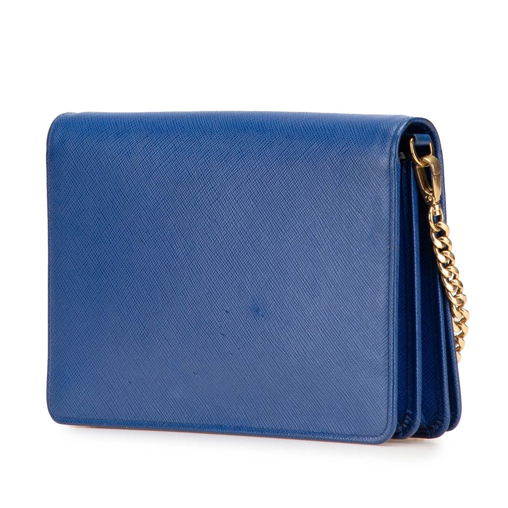 Prada Saffiano Lux Monochrome Wallet on Chain - Back view