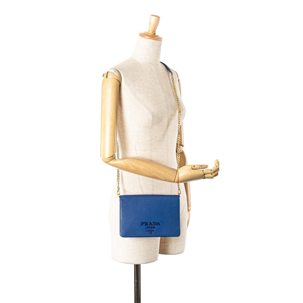 Prada Saffiano Lux Monochrome Wallet on Chain - Image 14