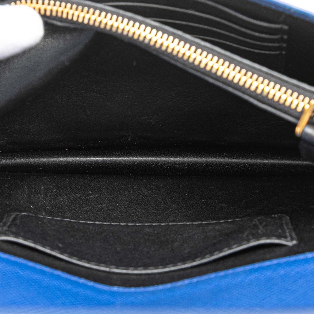 Prada Saffiano Lux Monochrome Wallet on Chain - Side view