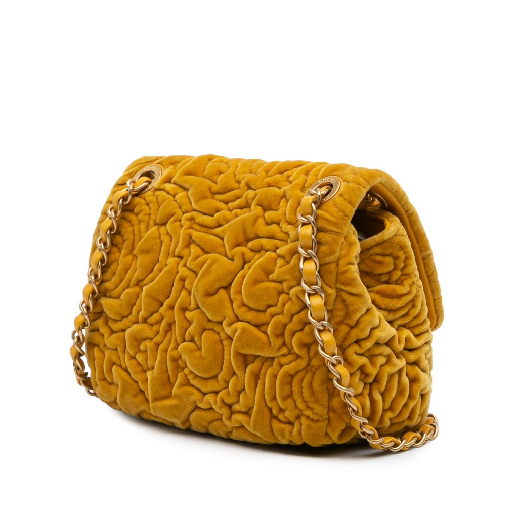 Chanel Mini Square Velvet Camellia Embossed Flap - 2