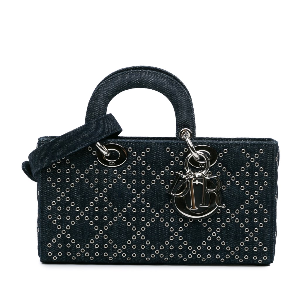 Dior Medium Denim Cannage Eyelet Lady D Joy