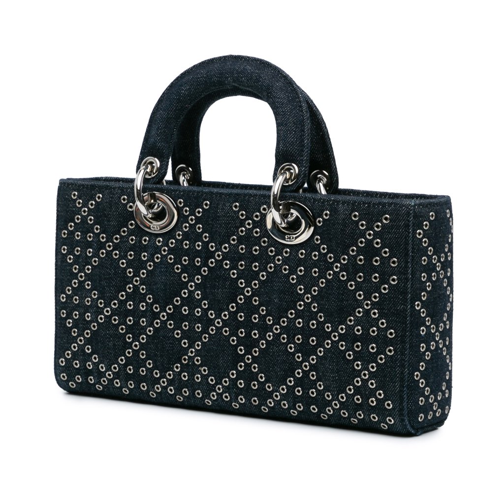 Dior Medium Denim Cannage Eyelet Lady D Joy - 2