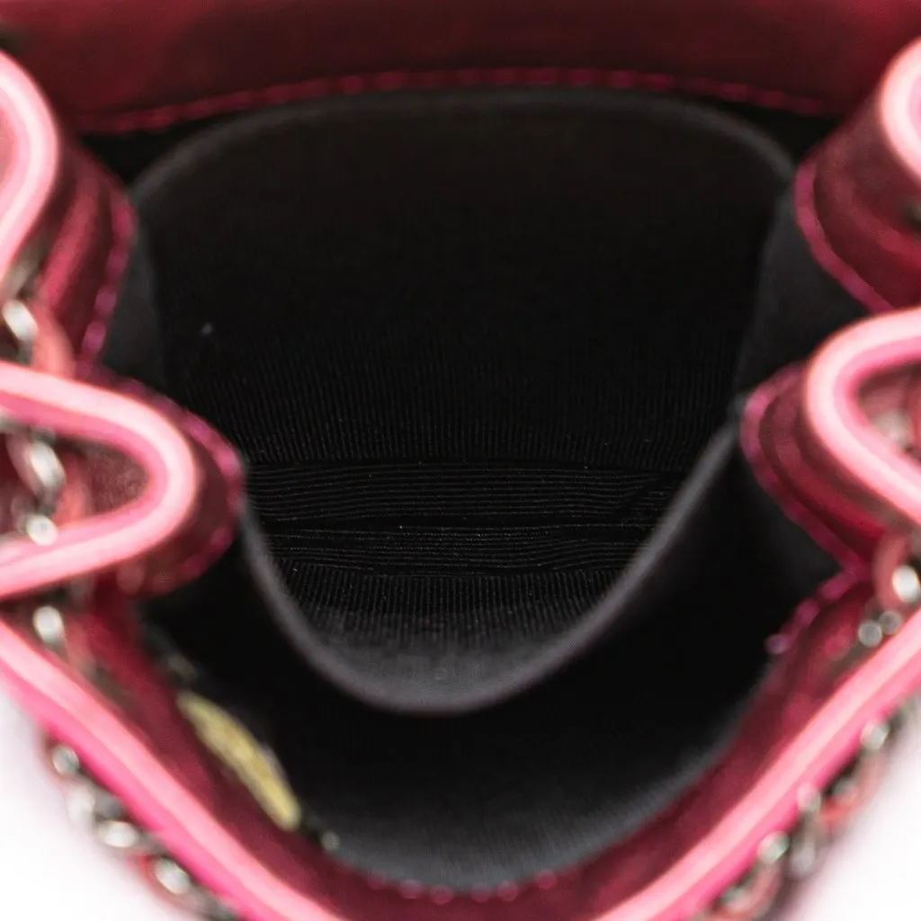 Chanel CC Patent Phone Holder Crossbody Pink Leather Very good - Model View