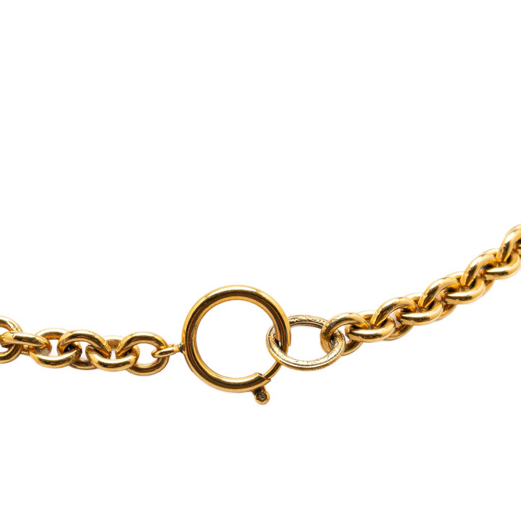 Chanel Gold Plated CC Round Pendant Necklace - 4