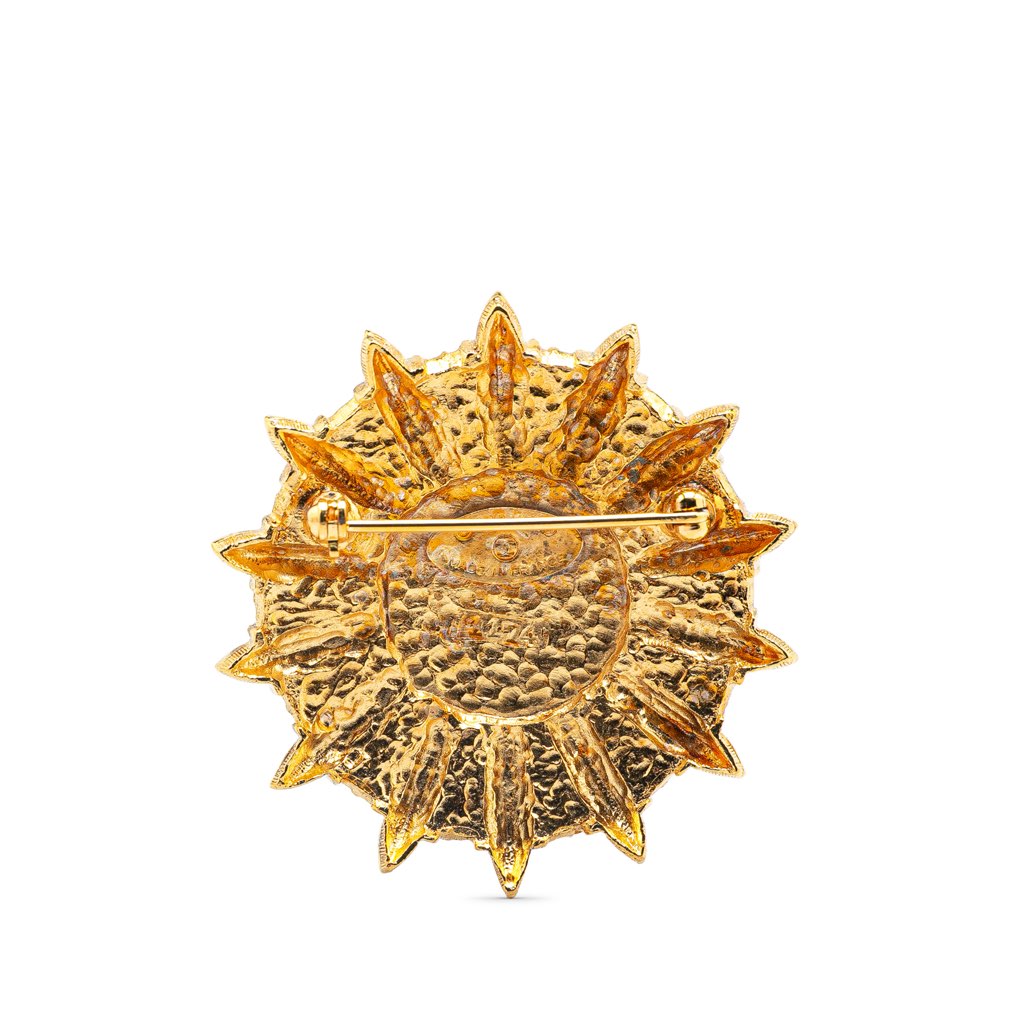 Chanel Gold Plated Sunburst Brooch - 2