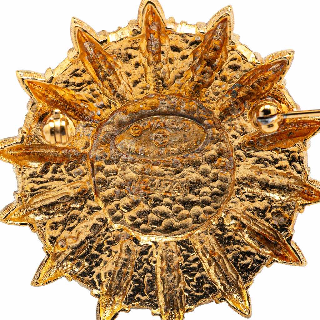 Chanel Gold Plated Sunburst Brooch - 3