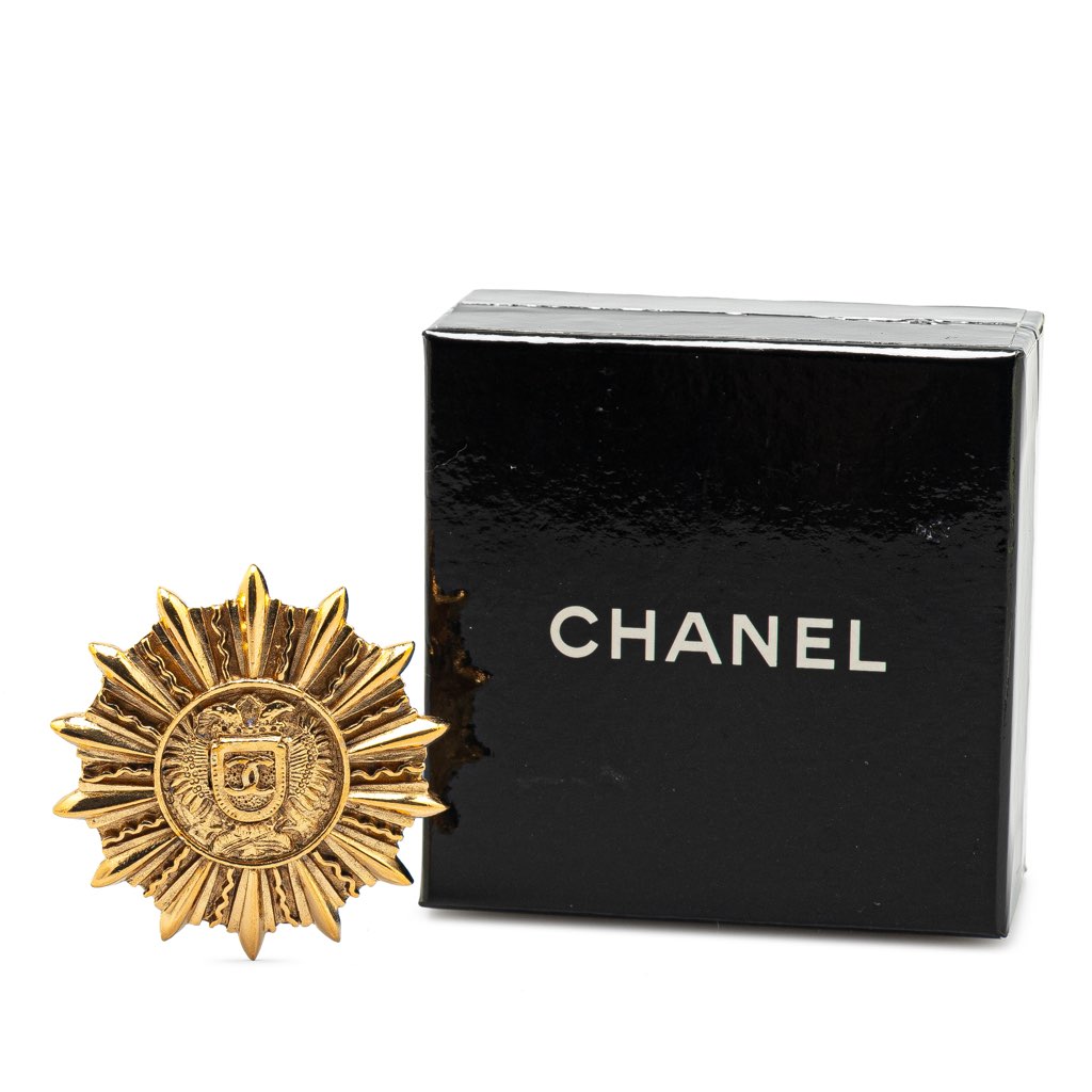 Chanel Gold Plated Sunburst Brooch - 4