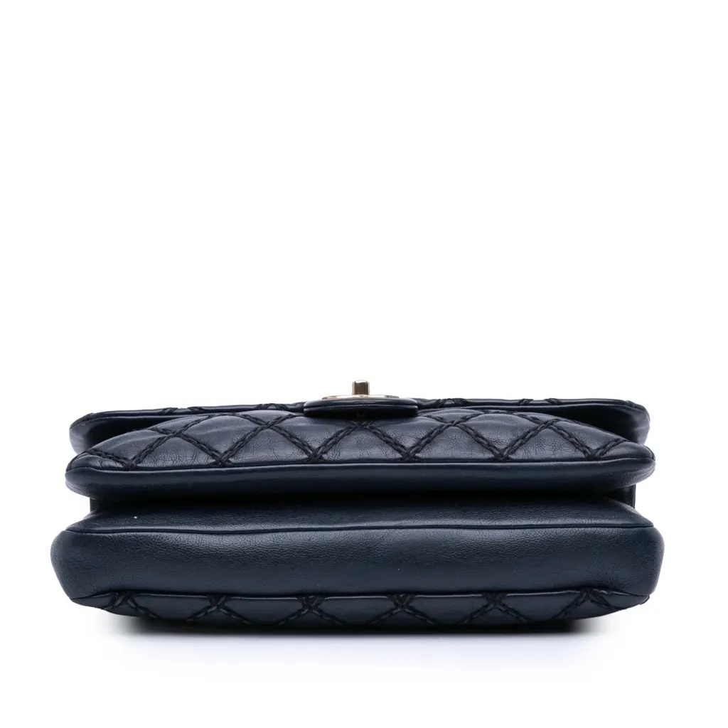Chanel Paris Dallas Quilted Calfskin Chic Stitch Flap Blue Leather Good - Inside View