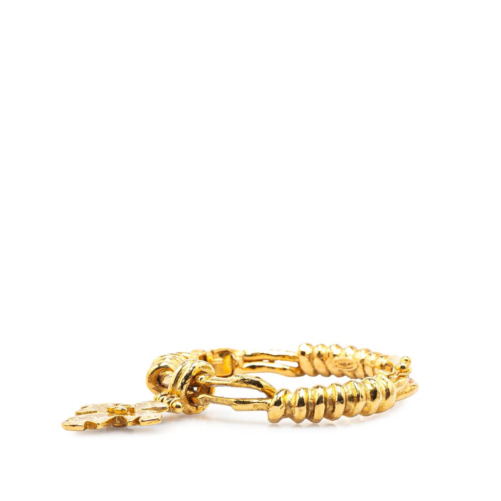 Chanel Gold Plated CC Engraved Cross Bracelet - Back view
