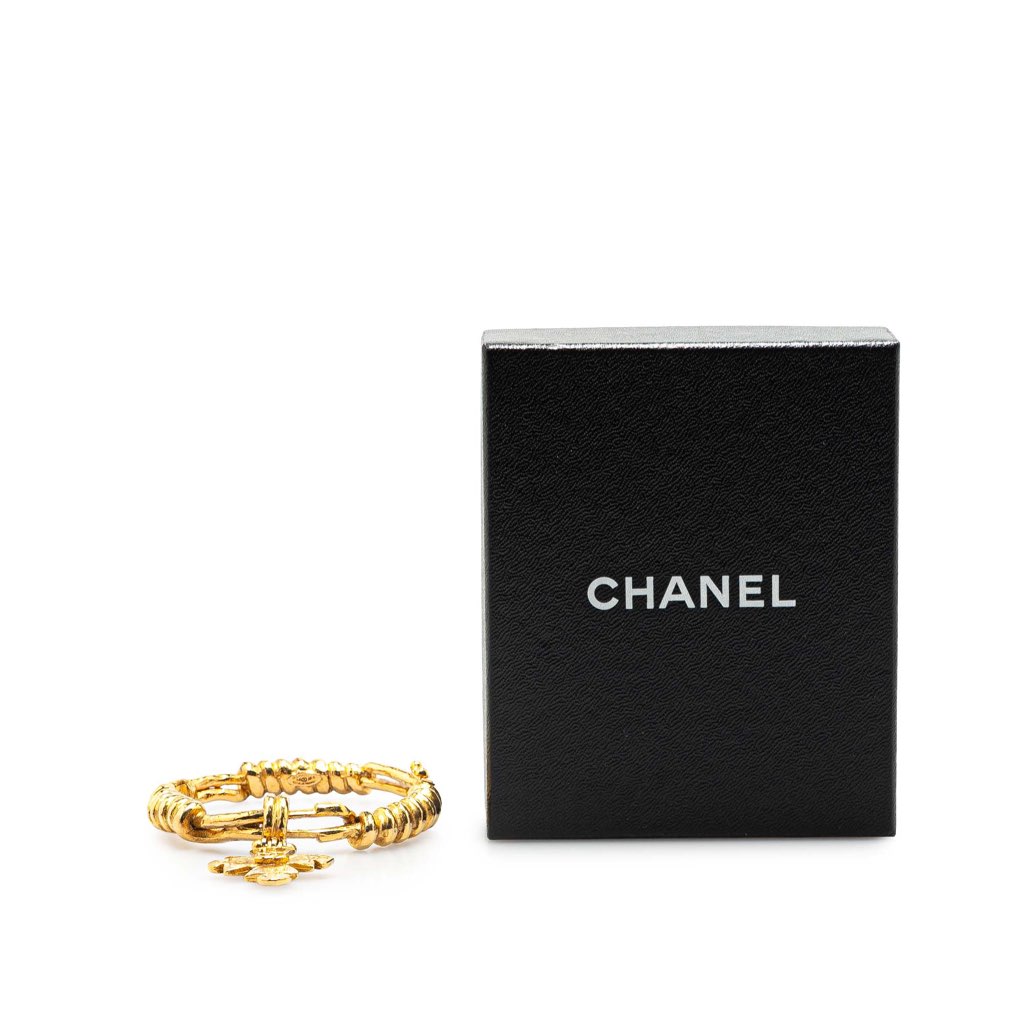 Chanel Gold Plated CC Engraved Cross Bracelet - Detail 1