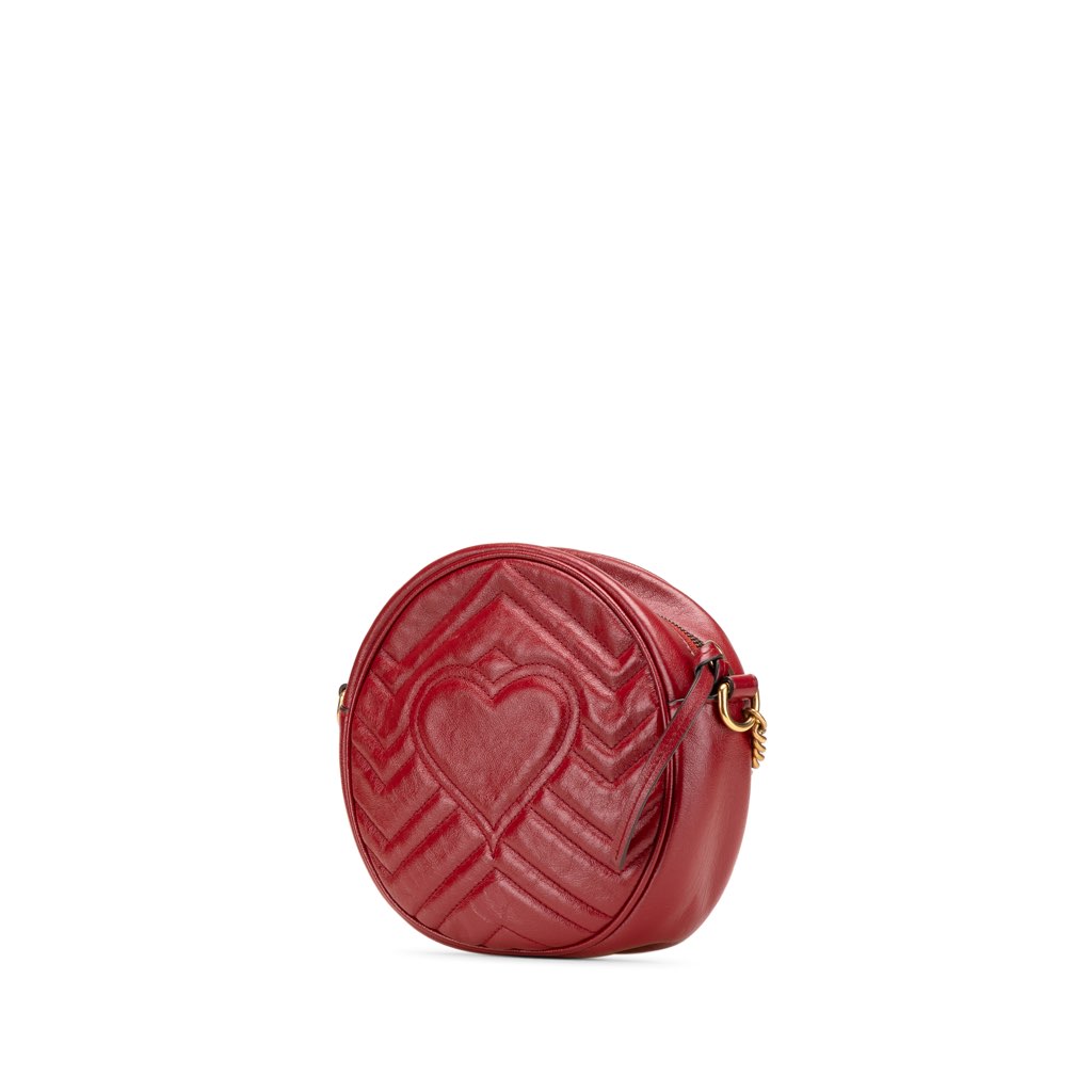 Gucci Mini GG Marmont Matelasse Leather Round Crossbody - Back view