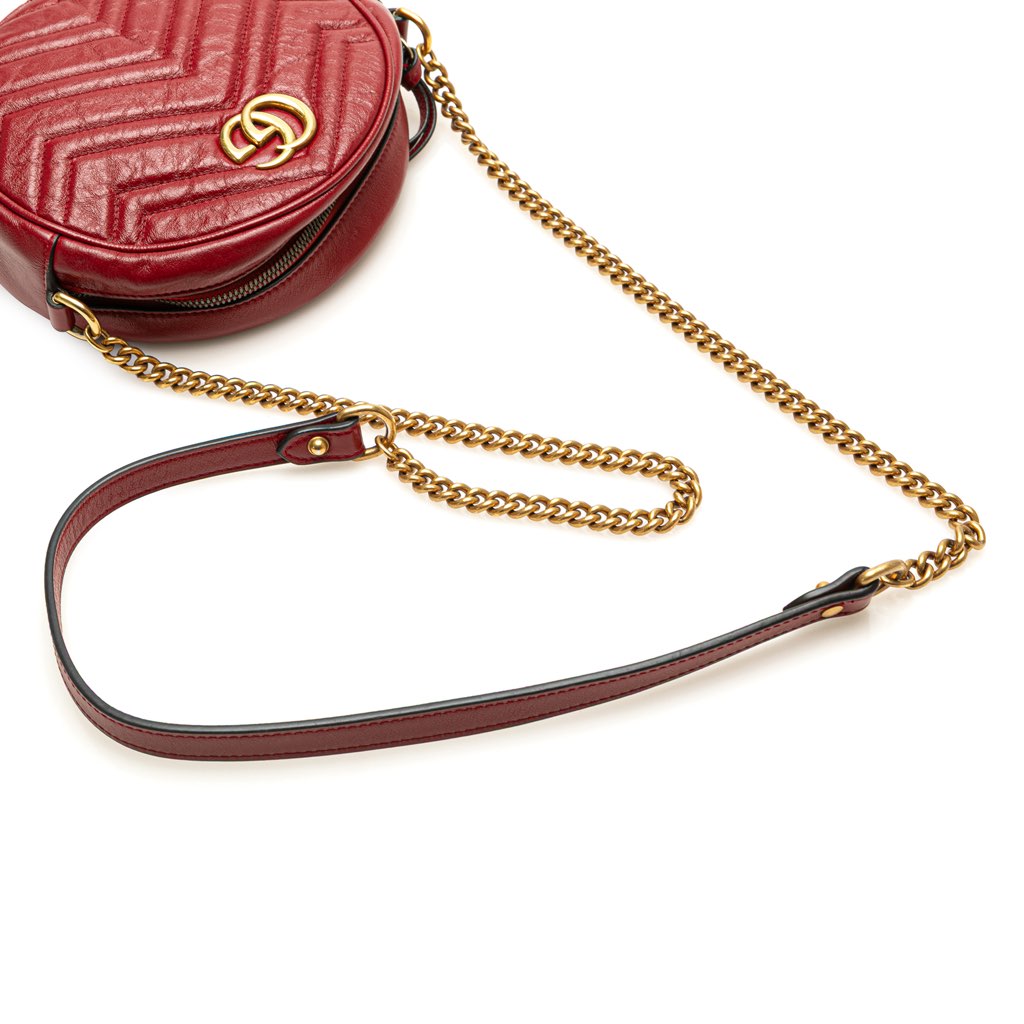 Gucci Mini GG Marmont Matelasse Leather Round Crossbody - Image 11