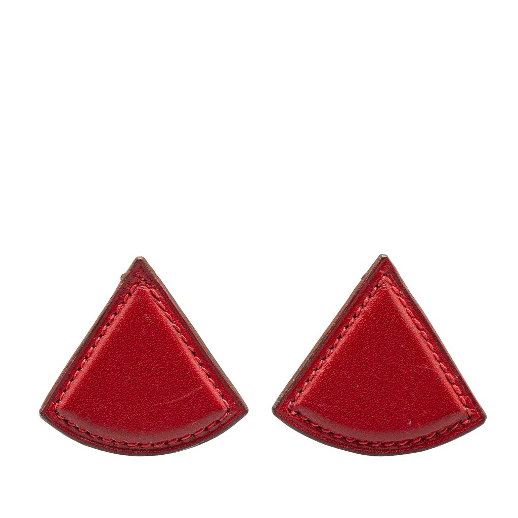 Hermès Triangle Leather Clip on Earrings - Back view