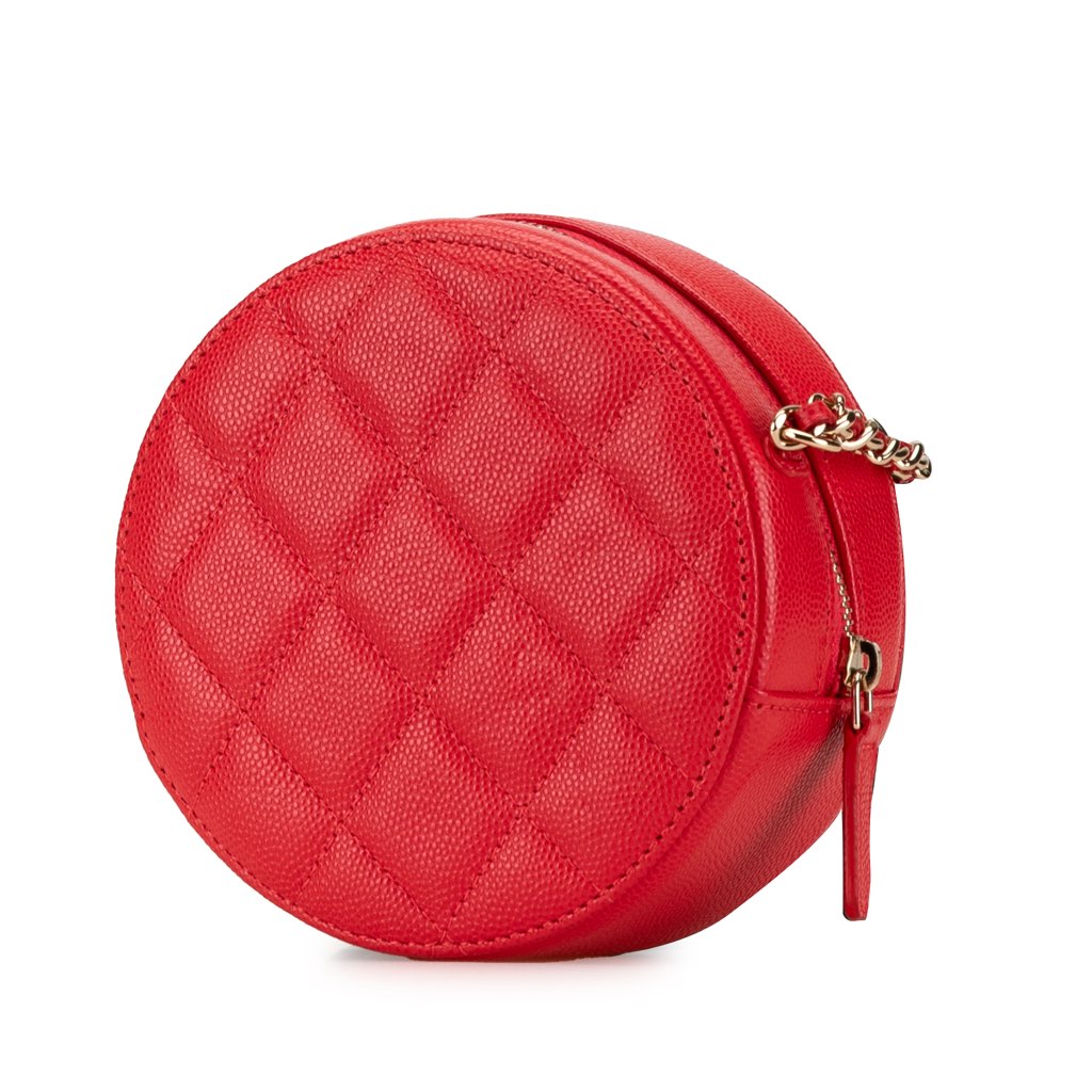 Chanel Quilted Caviar Round Clutch With Chain - 2