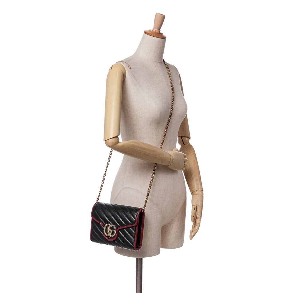 Gucci GG Marmont Matelasse Leather Torchon Wallet On Chain - Image 11