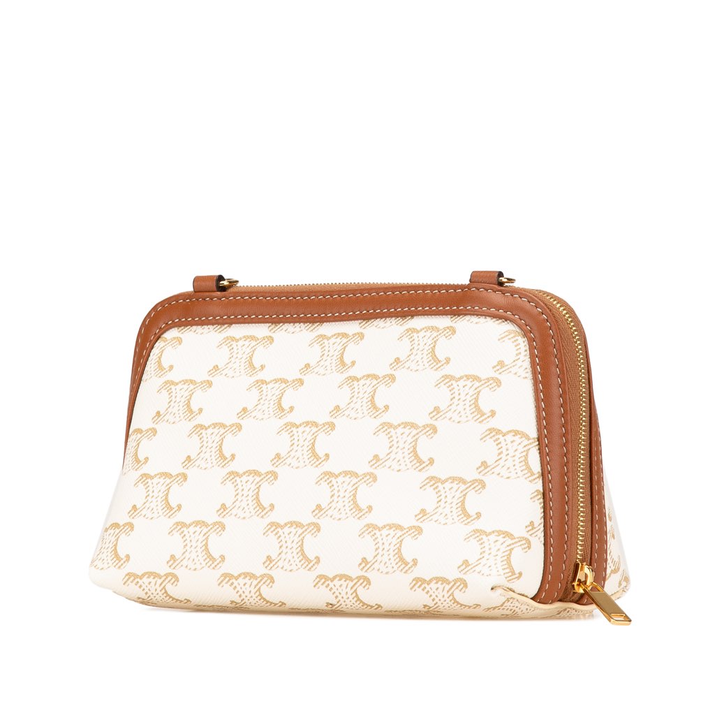 Celine Triomphe Coated Canvas Clutch On Chain - 2