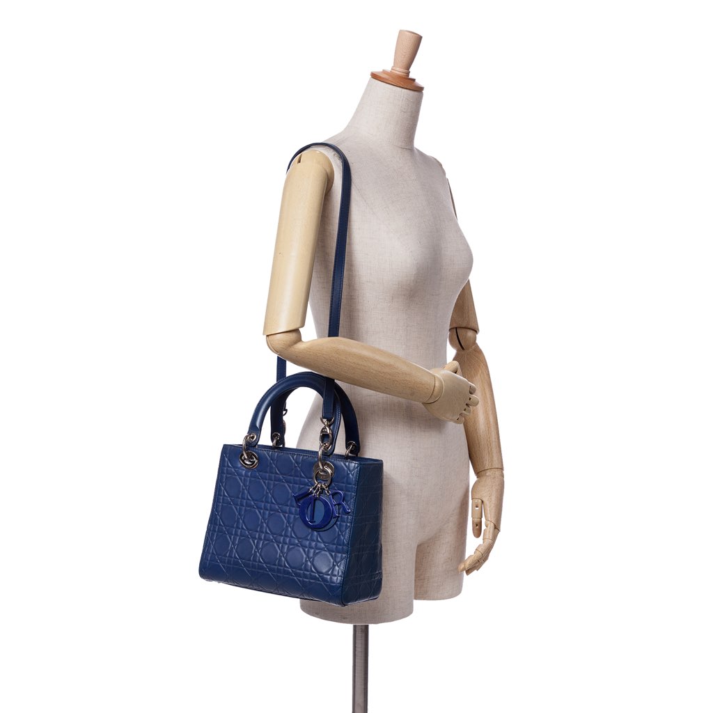 Dior Medium Ultra Matte Calfskin Embossed Cannage Lady Dior - Image 11