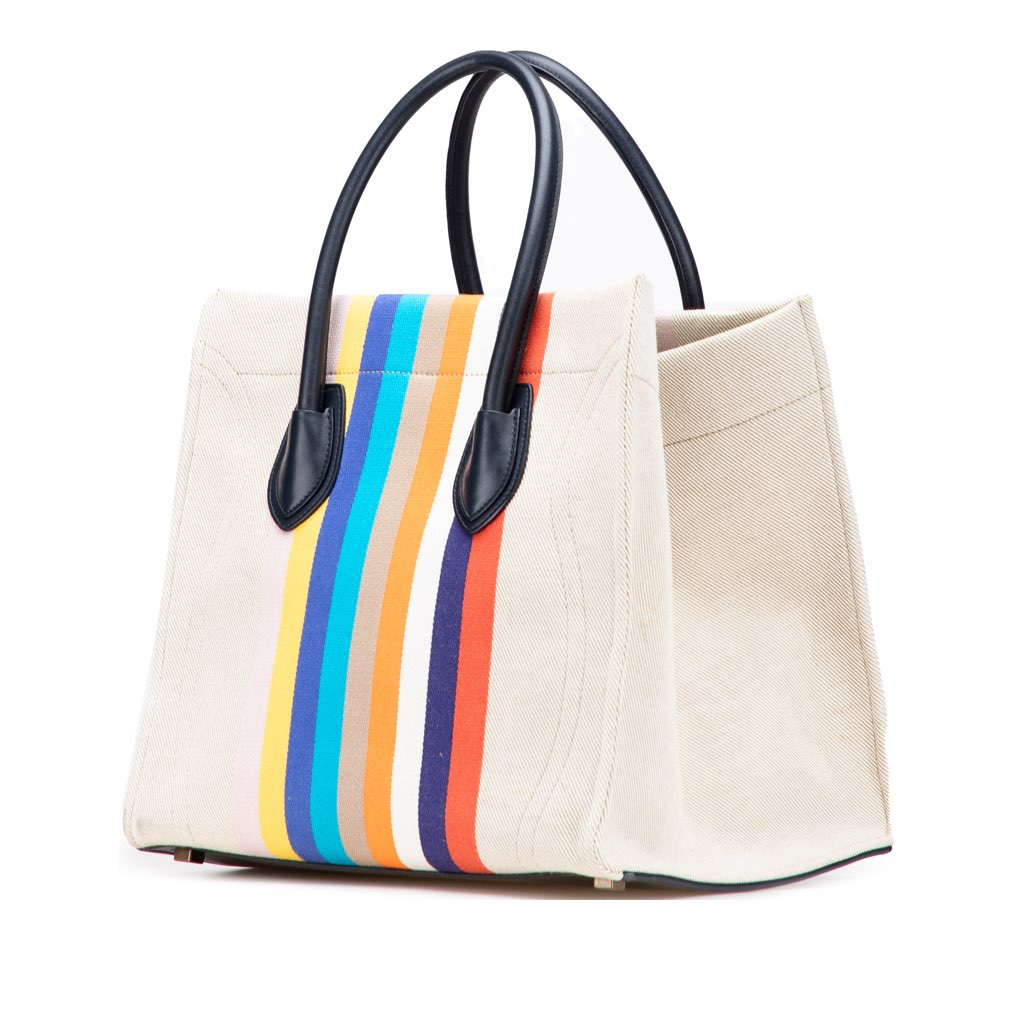 Celine Medium Striped Canvas Phantom Luggage Tote - 2