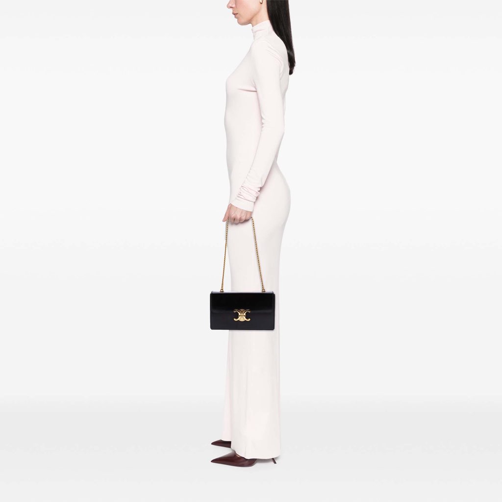 Celine Shiny Calfskin Triomphe Chain Box Shoulder Bag - Image 14