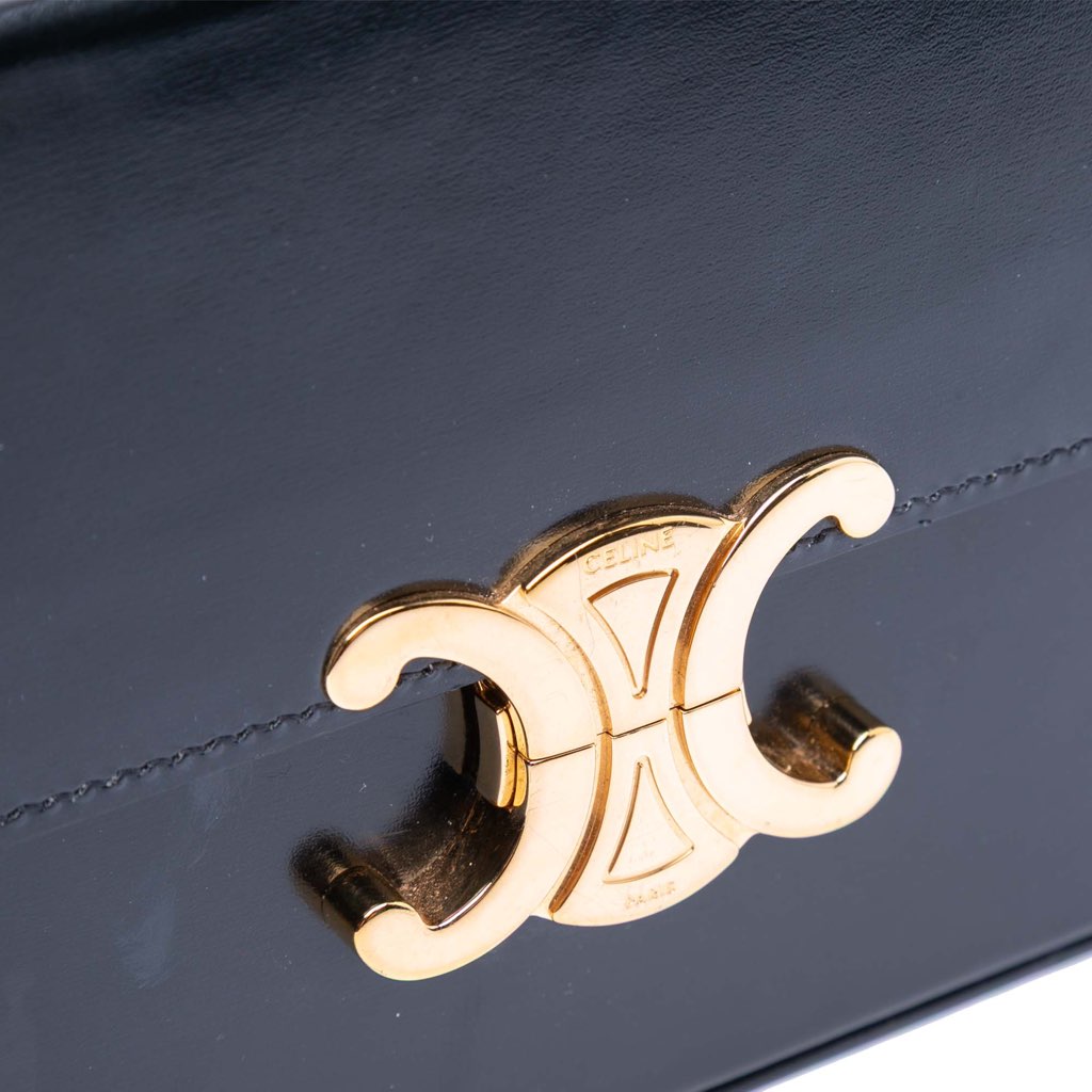 Celine Shiny Calfskin Triomphe Chain Box Shoulder Bag - Detail 1