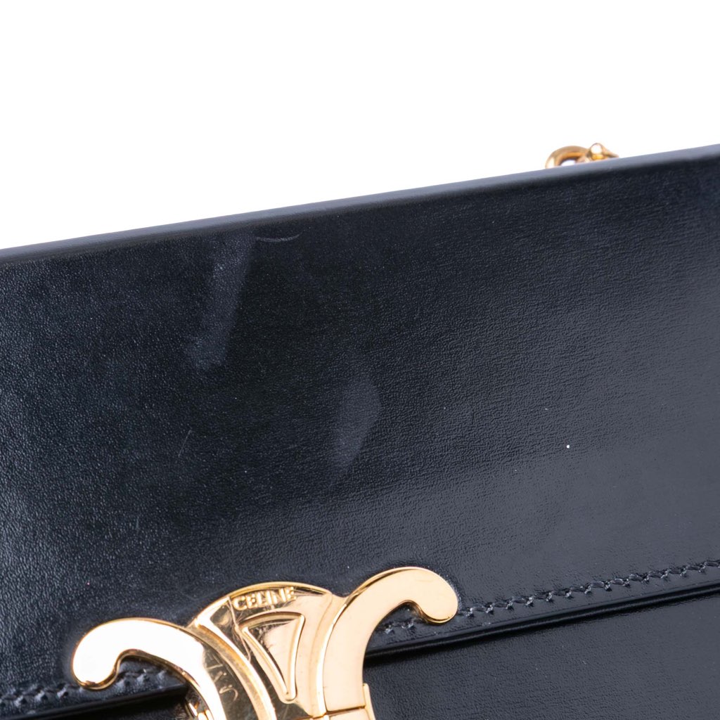 Celine Shiny Calfskin Triomphe Chain Box Shoulder Bag - Image 10