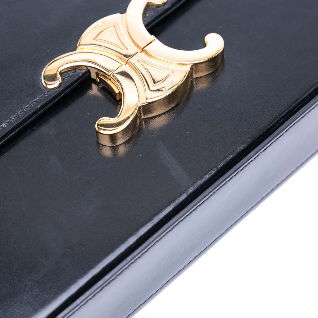 Celine Shiny Calfskin Triomphe Chain Box Shoulder Bag - Image 11