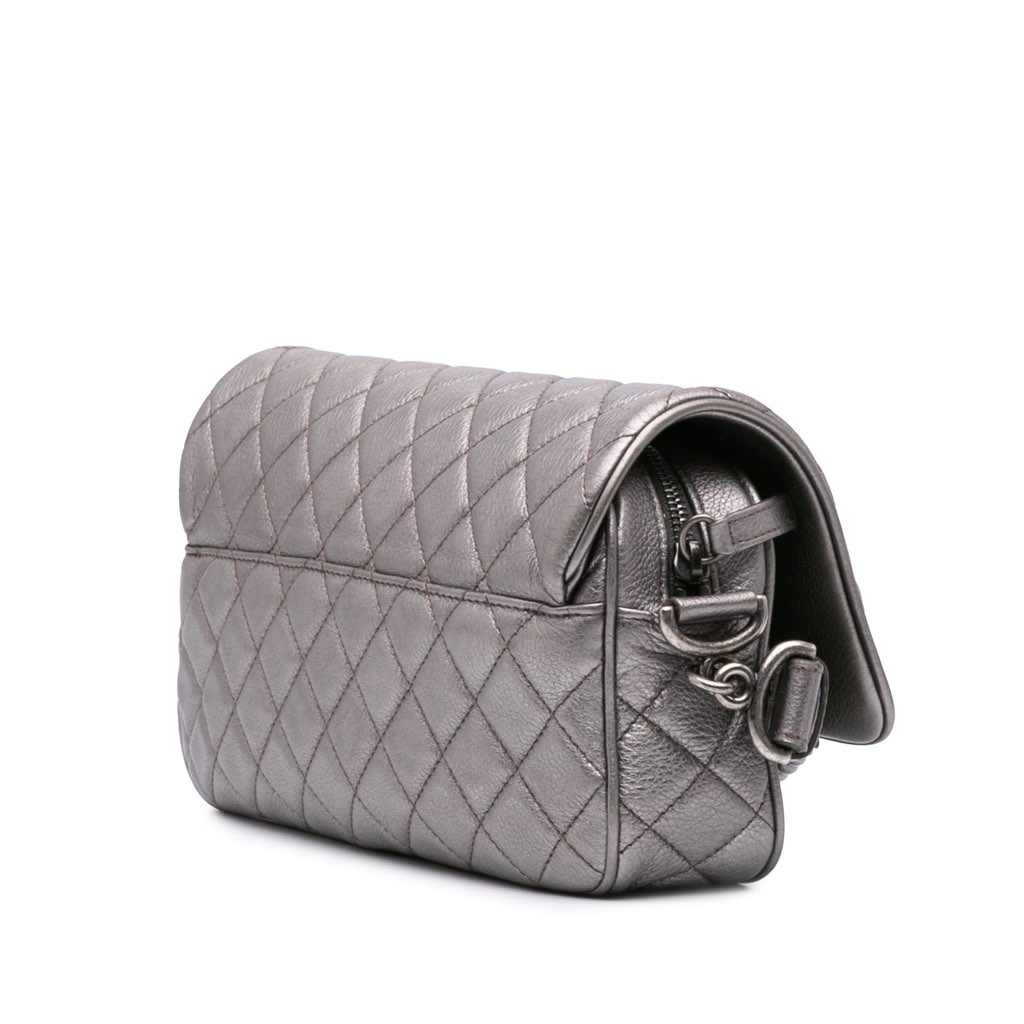 Chanel Medium Metallic Quilted Caviar Casual Rock Flap - 2
