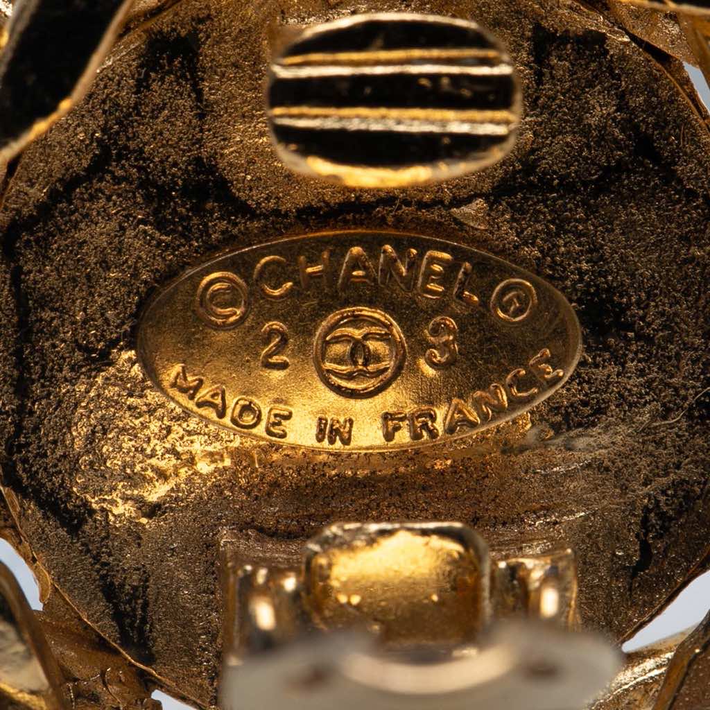 Chanel Gold Plated CC Crystal Clip On Earrings - Image 6