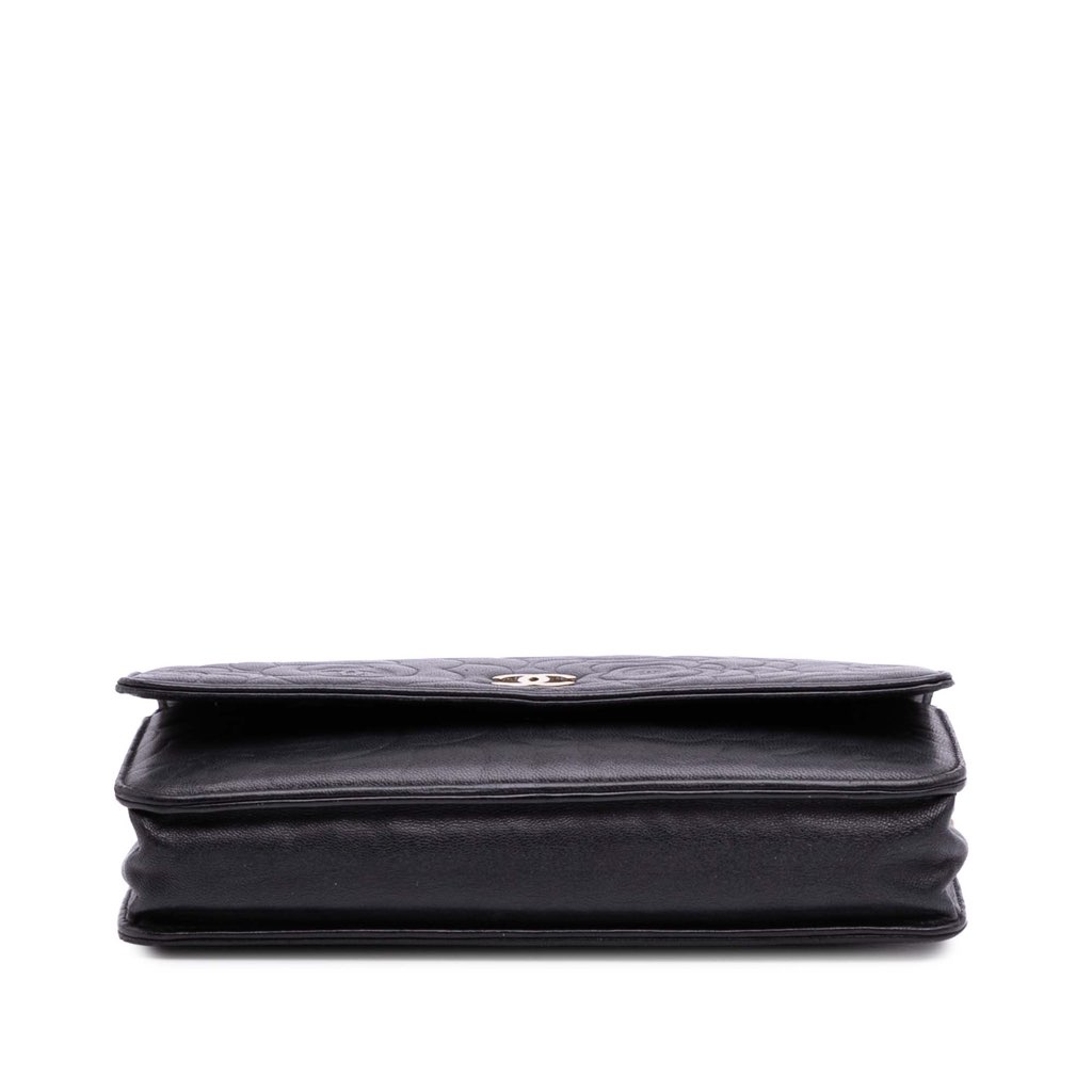 Chanel Lambskin Camellia Embossed Wallet On Chain - 3