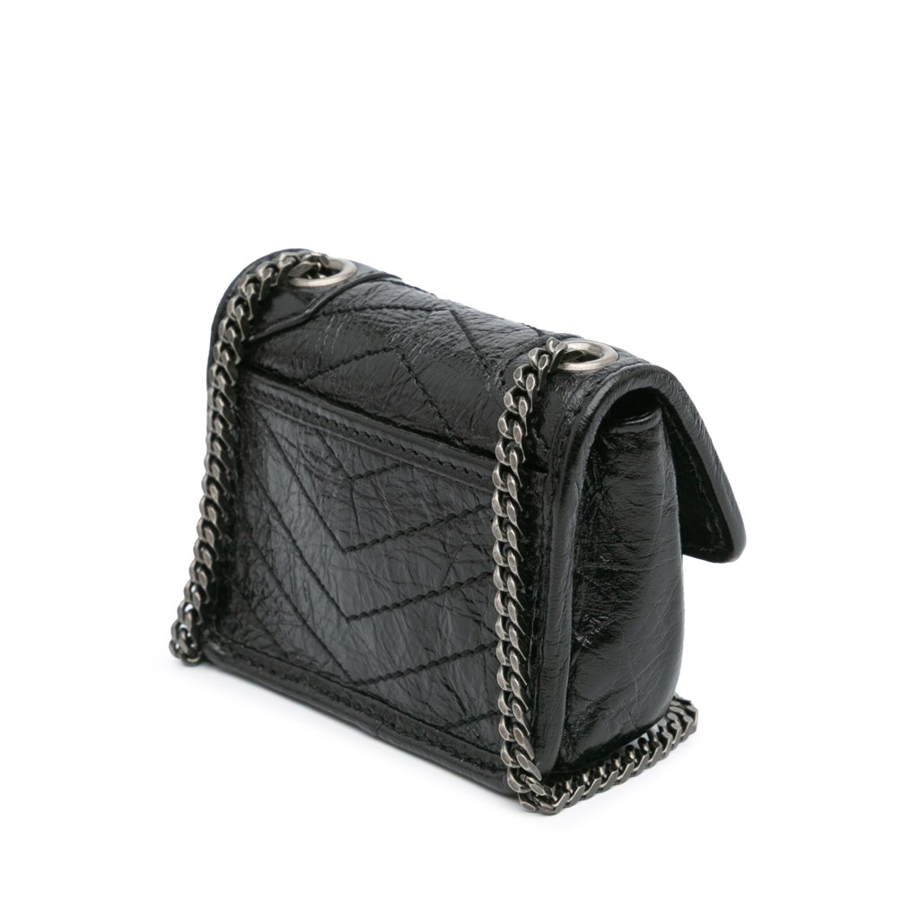 Saint Laurent Micro Crinkled Leather Niki Airpods Case with Chain - 2